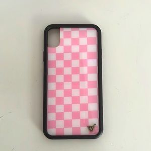 Wildflower iPhone XR Pink Checkered Phone Case